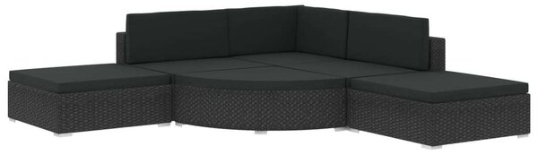 VidaXL Polyrattan Kerti Ülőgarnitúra - 6 részes - Fekete