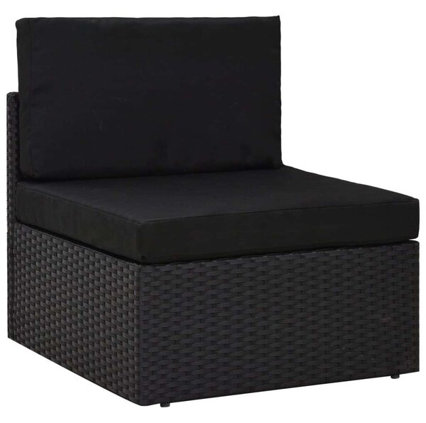 Polyrattan Kerti Ülőgarnitúra - 4 részes - Fekete