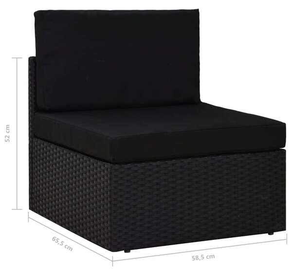 Polyrattan Kerti Ülőgarnitúra - 4 részes - Fekete