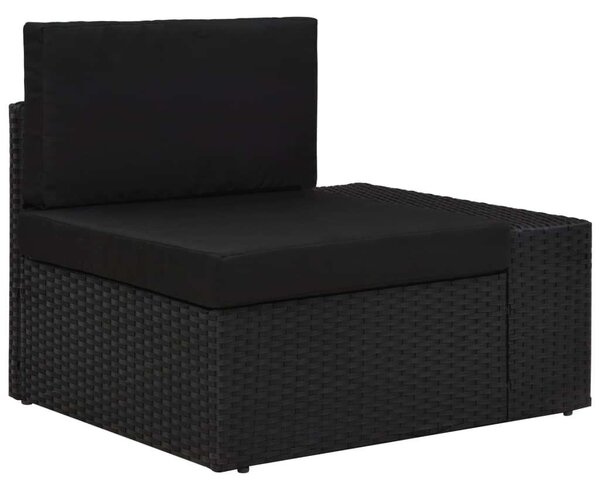Polyrattan Kerti Ülőgarnitúra - 4 részes - Fekete