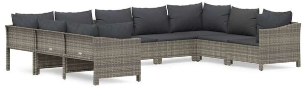 VidaXL 9 részes szürke polyrattan kerti ülőgarnitúra párnákkal