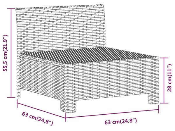 Polyrattan Kerti Ülőgarnitúra - 3 részes - Szürke