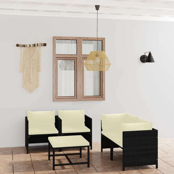 VidaXL Polyrattan Kerti Bútorszett - 5 részes - Fekete