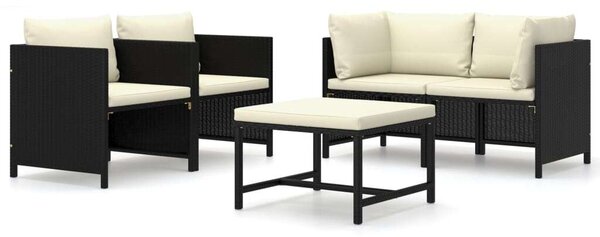 VidaXL Polyrattan Kerti Bútorszett - 5 részes - Fekete