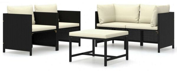 VidaXL Polyrattan Kerti Bútorszett - 5 részes - Fekete