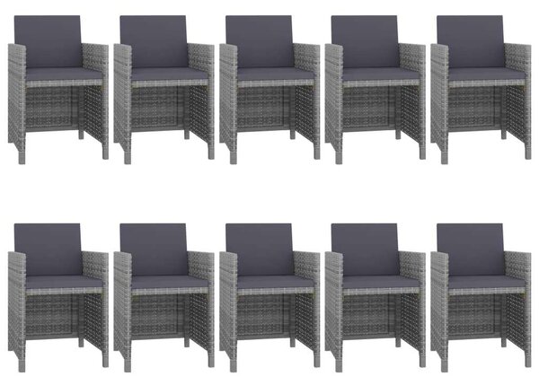 VidaXL Polyrattan Kültéri Étkezőgarnitúra - 11 részes - Szürke