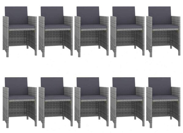 VidaXL Polyrattan Kültéri Étkezőgarnitúra - 11 részes - Szürke