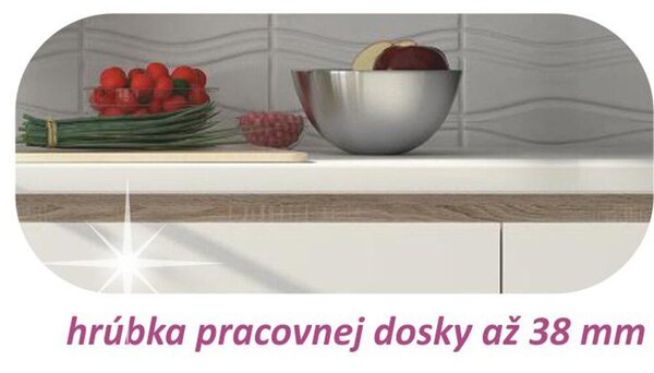Alsószekrény, fehér magas fényű HG, jobbos, LINE