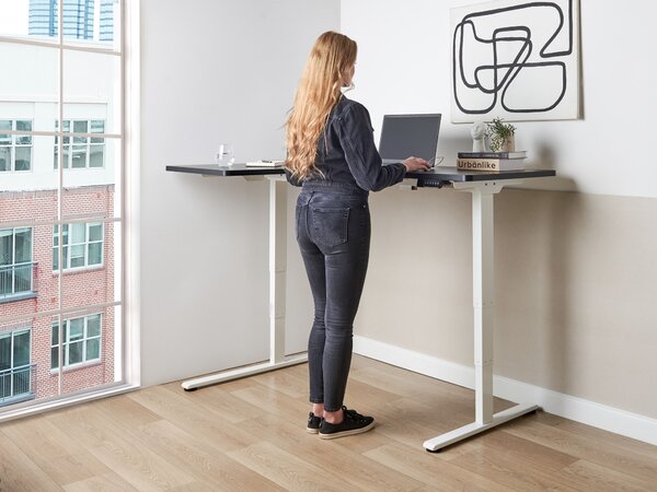 Elektromosan állítható sarokasztal DESTINES Fekete/fehér 160 cm 109 cm Bal oldali