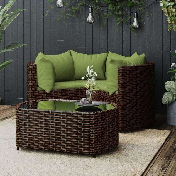 VidaXL 4 részes barna polyrattan kerti ülőgarnitúra párnákkal