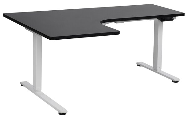 Elektromosan állítható sarokasztal DESTINES Fekete/fehér 160 cm 109 cm Bal oldali
