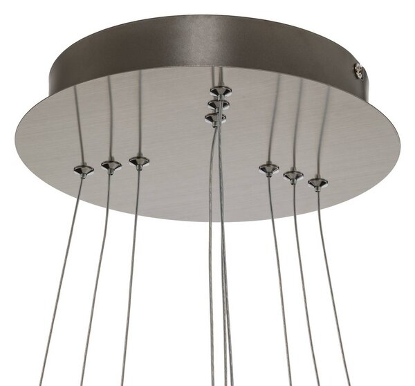 Lucande LED függő világítás Ezana, nikkel, fém, Ø 80 cm, dimmelhető, Alu / szürke / cink, Nappali / Étkező, fém, Modern