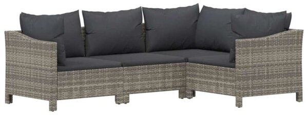 VidaXL 7 részes szürke polyrattan kerti ülőgarnitúra párnákkal