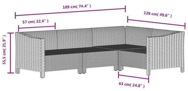 VidaXL 7 részes szürke polyrattan kerti ülőgarnitúra párnákkal