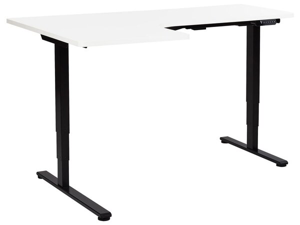 Elektromosan állítható sarokasztal DESTINES Fehér/fekete 160 cm 109 cm Bal oldali
