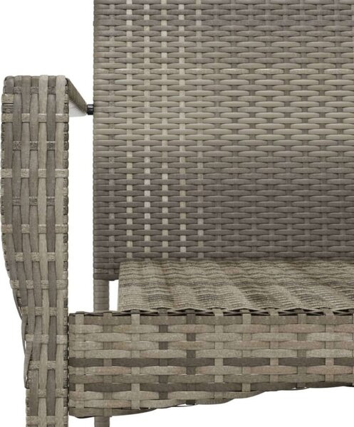 VidaXL 5 részes fekete és szürke polyrattan kerti étkezőszett párnával