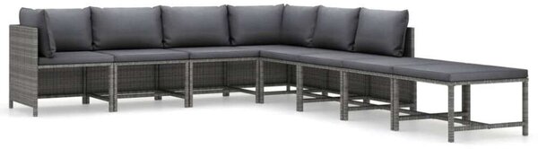 VidaXL Polyrattan Kerti Bútorszett - 8 részes - Szürke