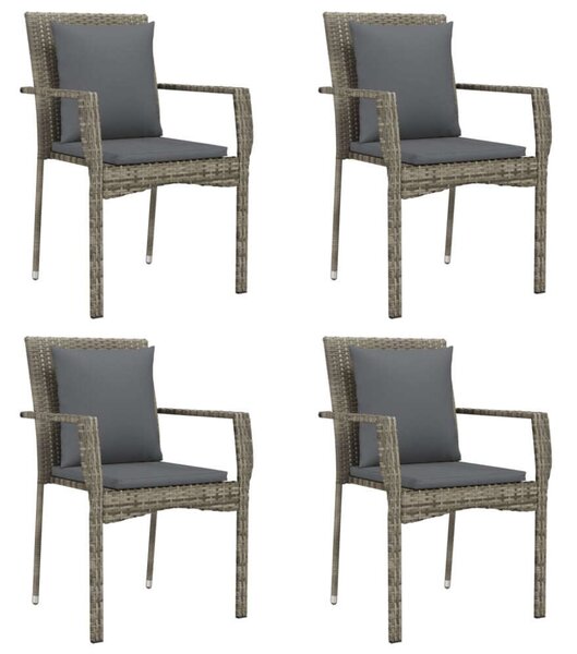 VidaXL 5 részes szürke polyrattan kerti étkezőgarnitúra párnával