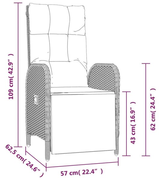 VidaXL 5 részes Kerti Étkezőgarnitúra - Fekete Polyrattan