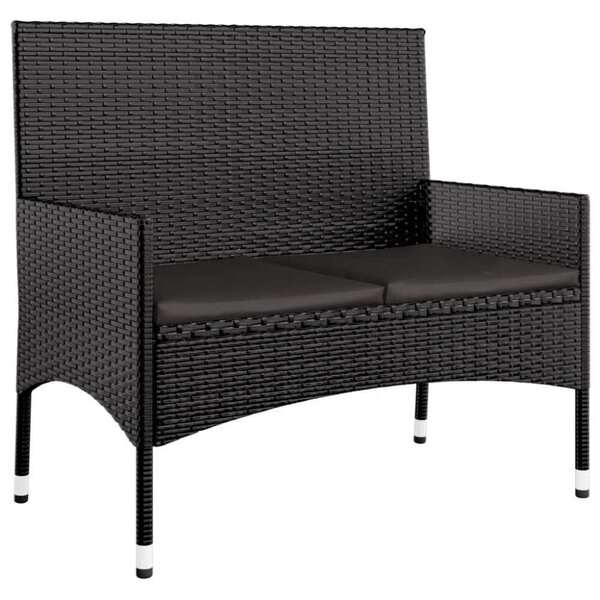 VidaXL Kerti Ülőgarnitúra - 4 részes - Fekete Polyrattan