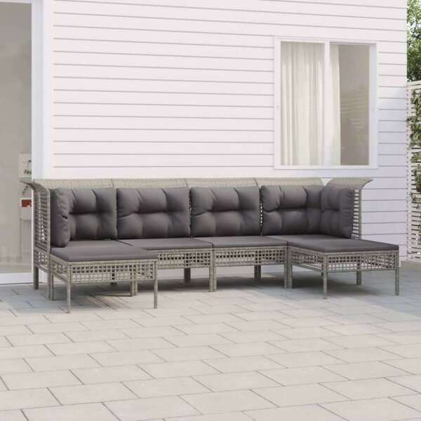 VidaXL Polyrattan Kerti Ülőgarnitúra - 6 részes - Szürke