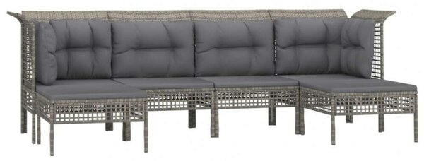 VidaXL Polyrattan Kerti Ülőgarnitúra - 6 részes - Szürke