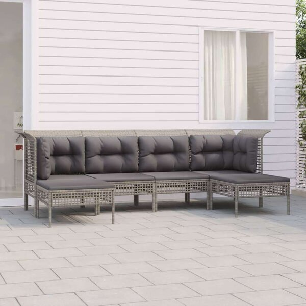 VidaXL Polyrattan Kerti Ülőgarnitúra - 6 részes - Szürke