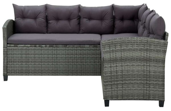 VidaXL 6 részes szürke polyrattan kerti bútorszett párnákkal