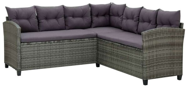 VidaXL 6 részes szürke polyrattan kerti bútorszett párnákkal