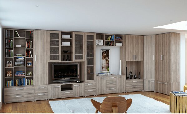 Polcos vitrin, DTD laminált, sonoma tölgyfa, DUNAJ 4
