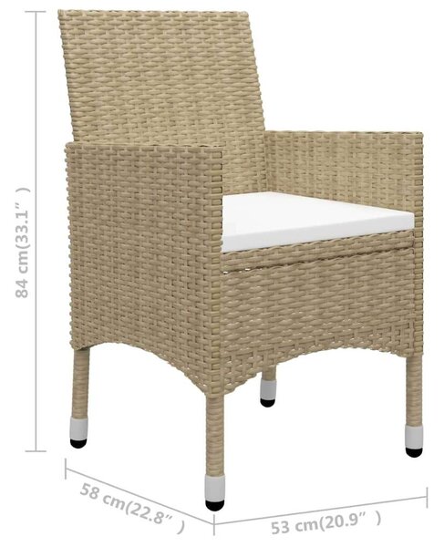 VidaXL Kerti Bisztrószett - 3 részes - Bézs Polyrattan
