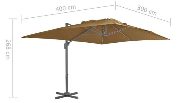 VidaXL Konzolos Napernyő - 400x300 cm - Bézs