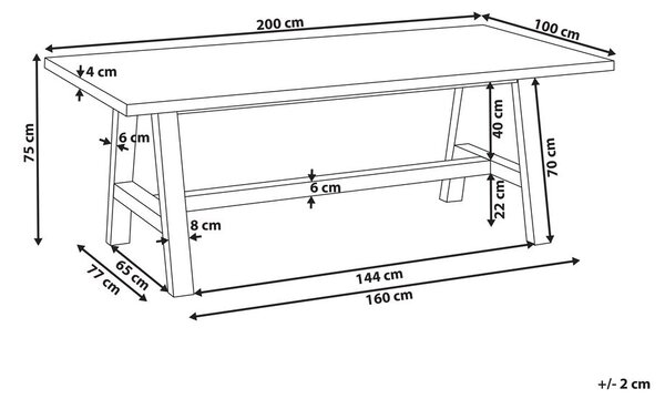 Kerti asztal TONNARE 200 cm 100 cm Beton Szürke