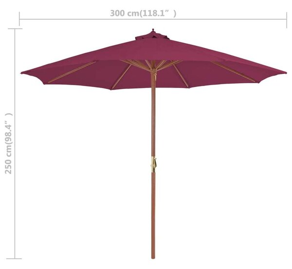 VidaXL Napernyő - Bordó - 300 cm