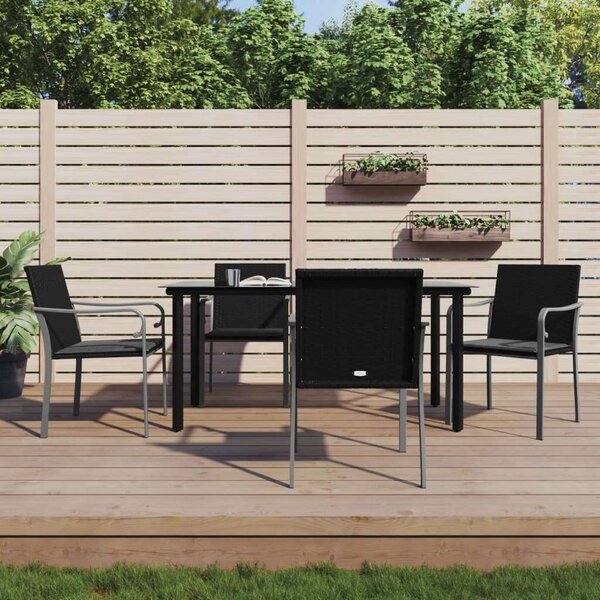 VidaXL 5-részes Kerti Étkezőgarnitúra - Fekete Polyrattan