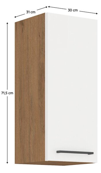 Felső szekrény, lancelot tölgy / fehér extra magas fényű HG, VEGA 30 G-72 1F