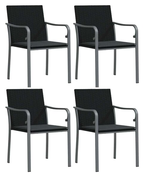 VidaXL 5-részes Kerti Étkezőgarnitúra - Fekete Polyrattan