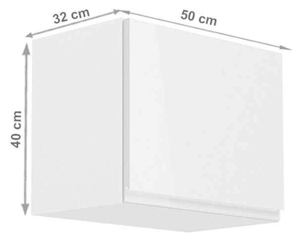 Felsőszekrény, fehér/fehér extra magasfényű, AURORA G50K