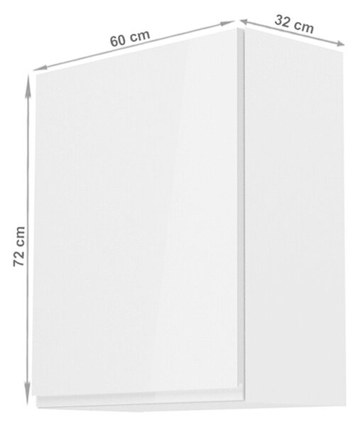 Felsőszekrény, fehér/fehér extra magasfényű, balos, AURORA G601F
