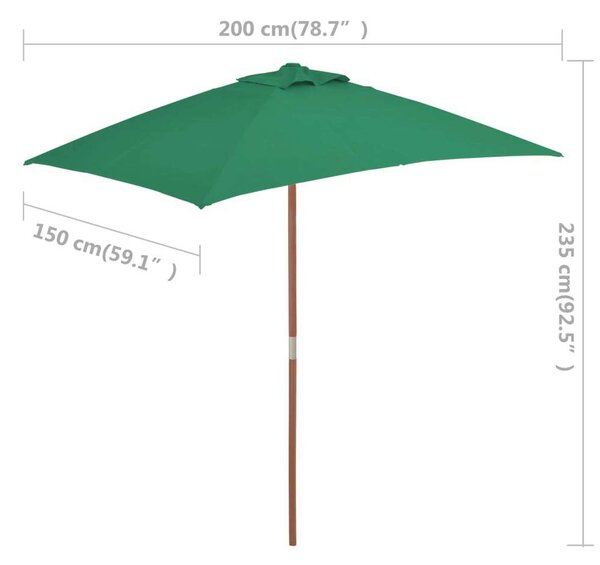 VidaXL Zöld Napernyő - Kert - 150x200cm