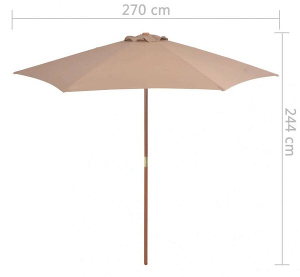 VidaXL Kültéri Napernyő - Bézs - 270 cm