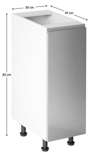 Alsószekrény, fehér/szürke extra magasfényű, jobbos, AURORA D30
