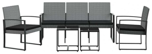 5 részes PP Rattan Kerti Étkezőgarnitúra - Sötétszürke