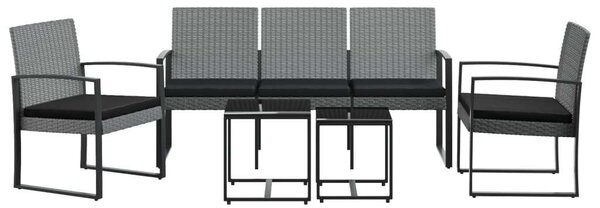 5 részes PP Rattan Kerti Étkezőgarnitúra - Sötétszürke