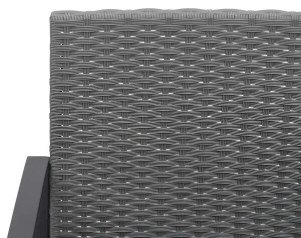 5 részes PP Rattan Kerti Étkezőgarnitúra - Sötétszürke