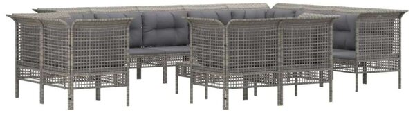 VidaXL Polyrattan Kerti Ülőgarnitúra - 13 részes - Szürke