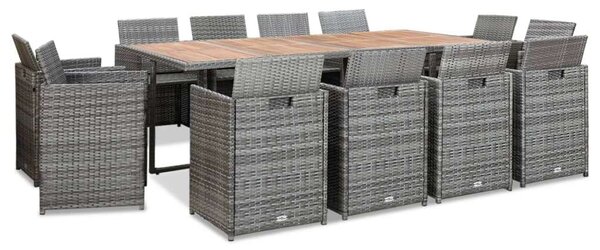 VidaXL Polyrattan Kerti Étkezőgarnitúra - 12 Személyes - Antracit Szürke