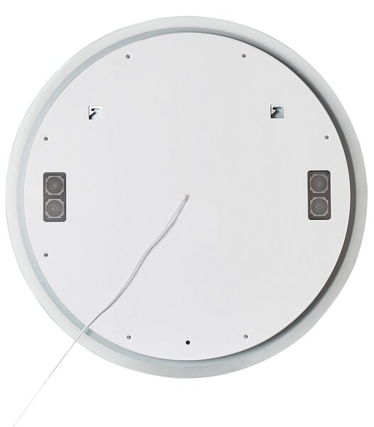 LED fürdőszobai tükör FIXIN 80 cm 80 cm Beépített Bluetooth Hangszóróval Ezüst