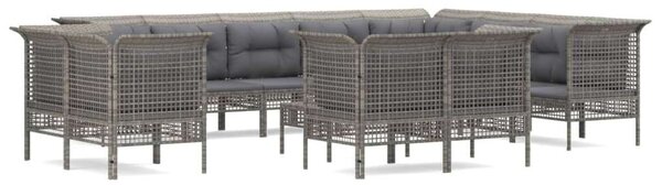 VidaXL Polyrattan Kerti Ülőgarnitúra - 13 részes - Szürke