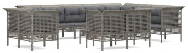 VidaXL Polyrattan Kerti Ülőgarnitúra - 13 részes - Szürke
